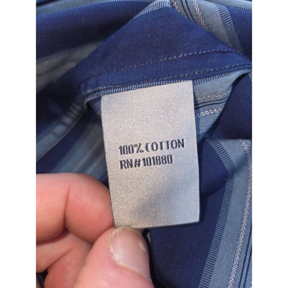 7 Diamonds Mens Blue Striped Button-Down Shirt XL - Picture 5 of 7